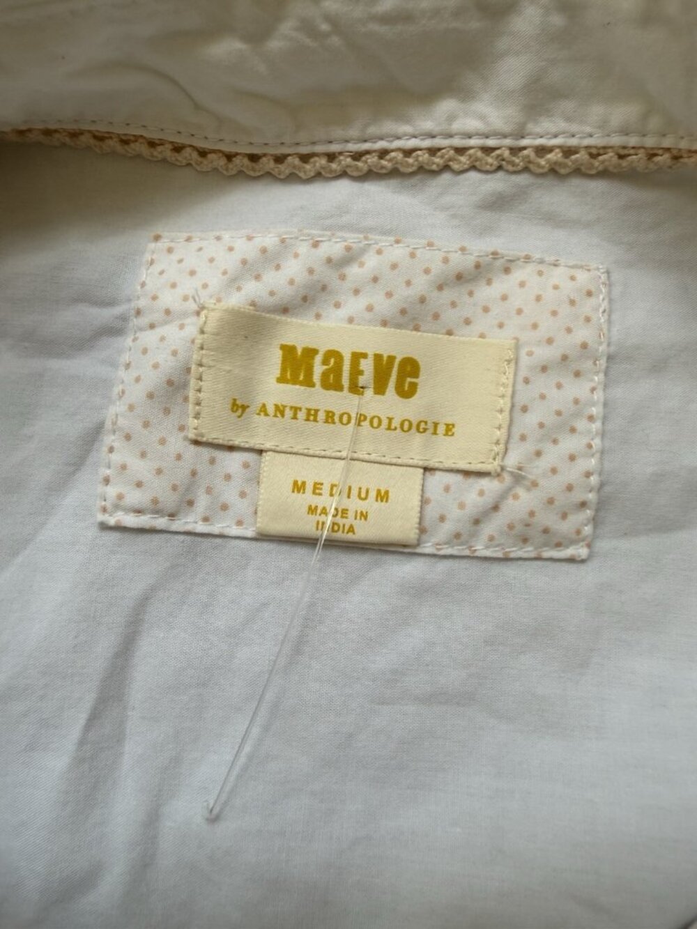 Maeve Anthropologie White Cotton High Low Button Front Tunic Top Medium NWOT - Picture 11 of 12